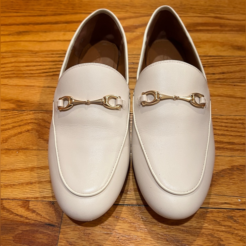 Coach White Loafers with Gold Accents